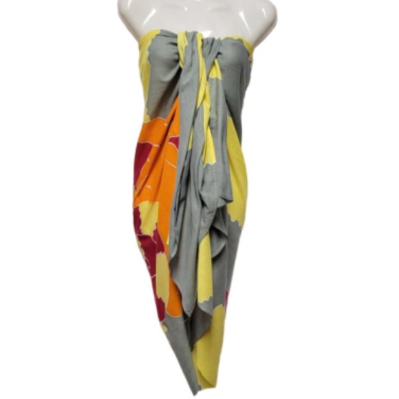 Cover Up Handpainted Cotton Batik Coverups Strapless Dress Wrapskirt Home Accent - Picture 3 of 5